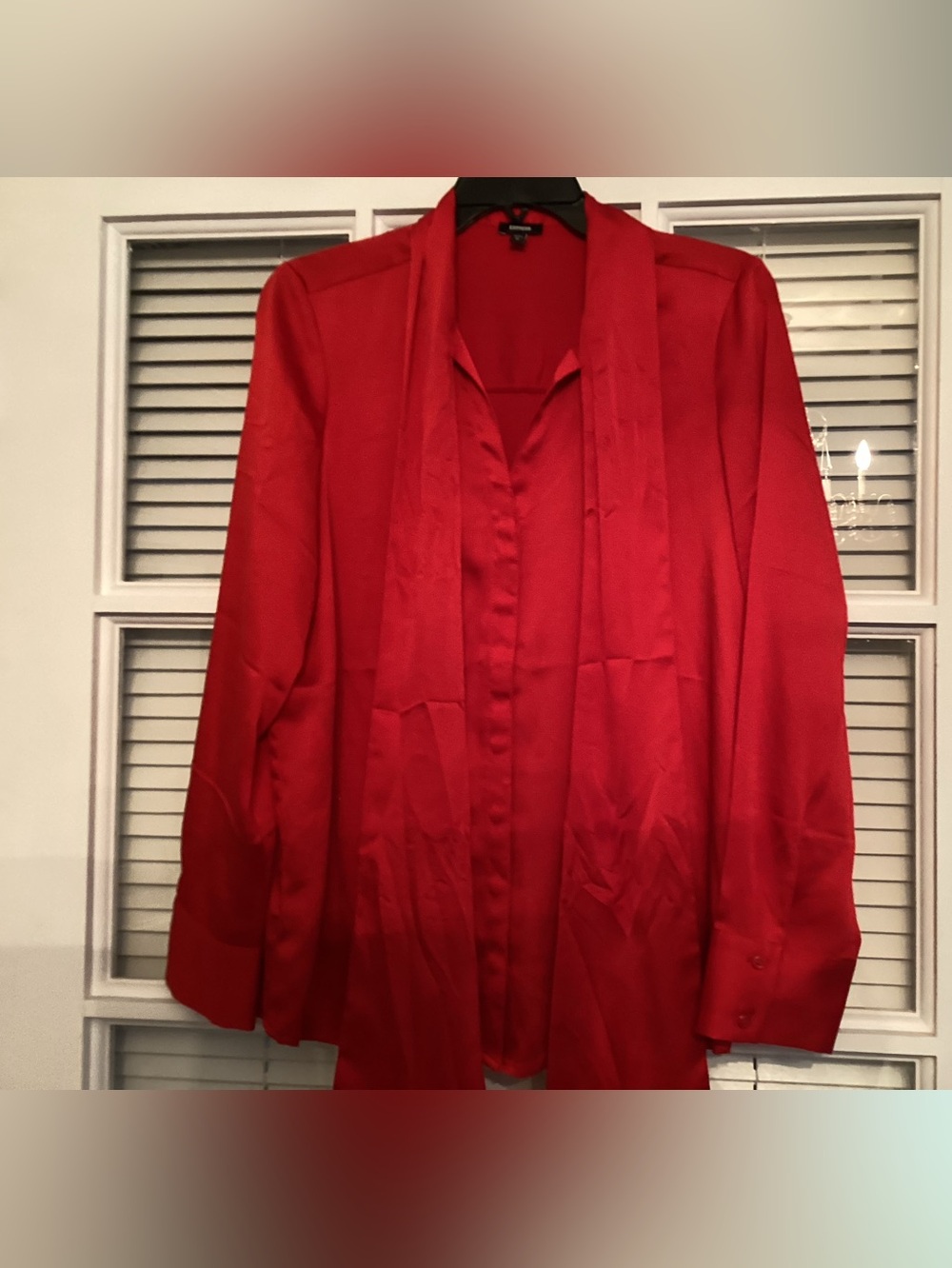 Express Red Satin-Look Draped Blouse